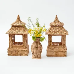 Mrs. Alice Pagodas & Lanterns|Natural Rattan Decoration Set