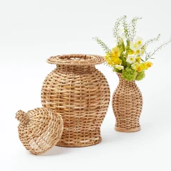 Mrs. Alice Pagodas & Lanterns|Natural Rattan Decoration Set