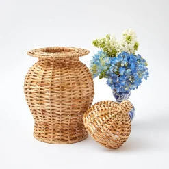 Mrs. Alice Rattan Tableware|Natural Rattan Ginger Jar