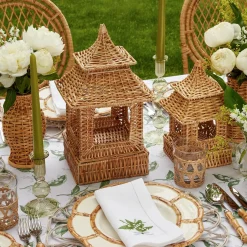 Mrs. Alice Rattan Tableware|Natural Rattan Pagoda Decoration Set