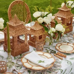 Mrs. Alice Rattan Tableware|Natural Rattan Pagoda Decoration Set