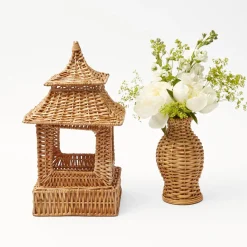 Mrs. Alice Candle Holders|Natural Rattan Pagoda Decoration Set