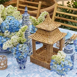 Mrs. Alice Candle Holders|Natural Rattan Pagoda Lantern