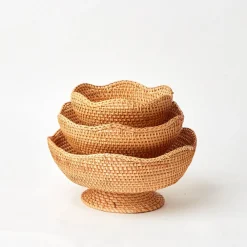 Mrs. Alice Rattan Tableware|Natural Rattan Scalloped Bowl (Small)