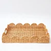 Mrs. Alice Rattan Tableware|Natural Scalloped Rattan Tray
