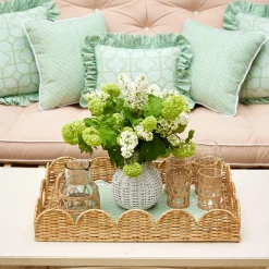 Mrs. Alice Trays & Liners|Natural Scalloped Rattan Tray