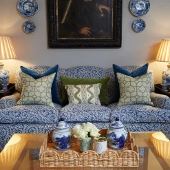 Mrs. Alice Serena Fresson Fabrics|Olive Green Bamboo Trellis Fabric