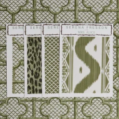 Mrs. Alice Serena Fresson Fabrics|Olive Green Bamboo Trellis Fabric