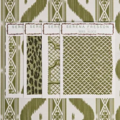 Mrs. Alice Serena Fresson Fabrics|Olive Green Ikat Stripe Fabric
