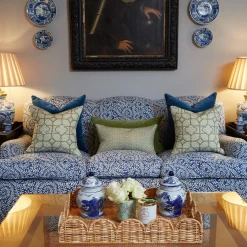 Mrs. Alice Serena Fresson Fabrics|Olive Green Lotus Flower Fabric