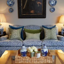 Mrs. Alice Serena Fresson Fabrics|Olive Green Lotus Flower Fabric