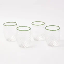 Mrs. Alice Glassware Sets|Olive Rim Swirl Glassware Set