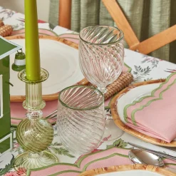 Mrs. Alice Glassware Sets|Olive Rim Swirl Glassware Set