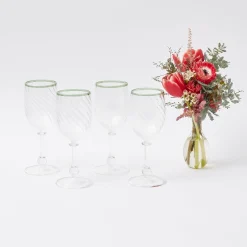 Mrs. Alice Glasses|Olive Rim Swirl Glassware Set