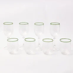 Mrs. Alice Glasses|Olive Rim Swirl Water Glass (Set Of 4)
