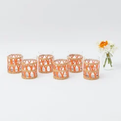 Mrs. Alice Glasses|Orange Raffia Water Glasses (Set Of 6)