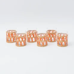 Mrs. Alice Glasses|Orange Raffia Water Glasses (Set Of 6)