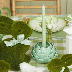 Mrs. Alice Candle Holders|Pale Green Artichoke Candle Holder (Pair)