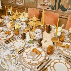 Mrs. Alice Bamboo Crockery|Petal Bamboo Ceramic Dinner Plate (Set Of 4)