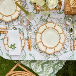 Mrs. Alice Bamboo Crockery|Petal Bamboo Ceramic Dinner Plate (Set Of 4)