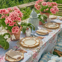 Mrs. Alice Bamboo Crockery|Petal Bamboo Ceramic Dinner Plate (Set Of 4)