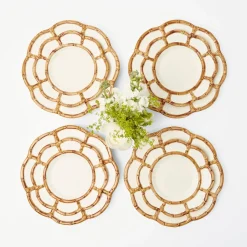 Mrs. Alice Starter Plates|Petal Bamboo Ceramic Dinner & Starter Plates (Set Of 8)