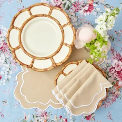 Mrs. Alice Starter Plates|Petal Bamboo Ceramic Dinner & Starter Plates (Set Of 8)