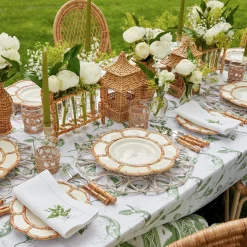 Mrs. Alice Bamboo Crockery|Petal Bamboo Ceramic Dinner & Starter Plates (Set Of 8)