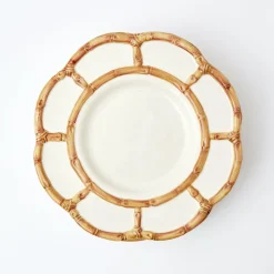 Mrs. Alice Dinner Plates|Petal Bamboo Ceramic Dinner & Starter Plates (Set Of 8)
