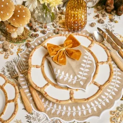 Mrs. Alice Dinner Plates|Petal Bamboo Ceramic Dinner Plate (Set Of 4)