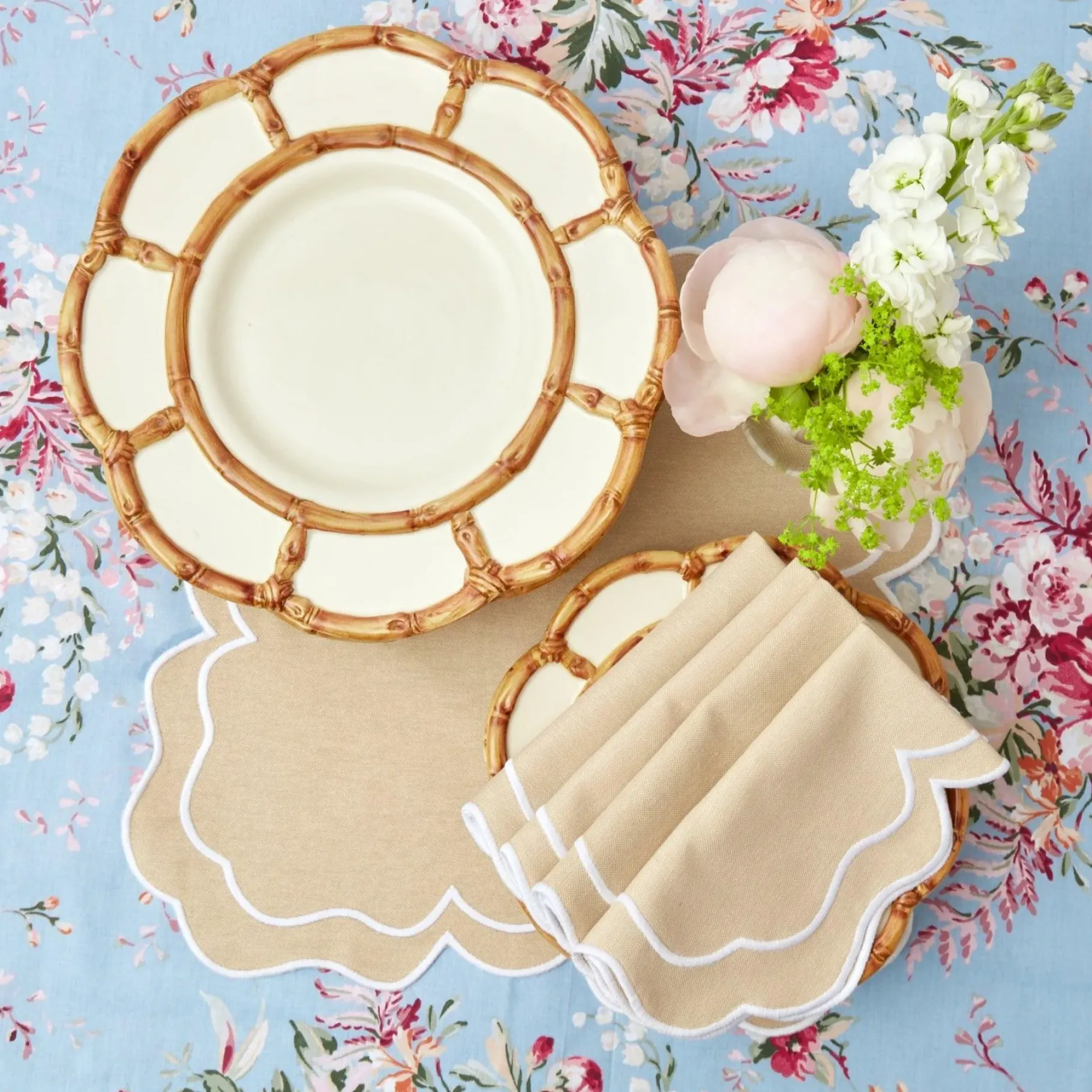Mrs. Alice Crockery Sets|Petal Bamboo Ceramic Dinner Plate (Set Of 4)