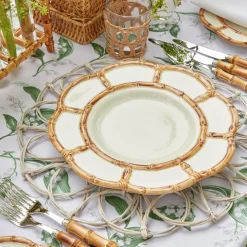 Mrs. Alice Crockery Sets|Petal Bamboo Ceramic Dinner & Starter Plates (Set Of 8)