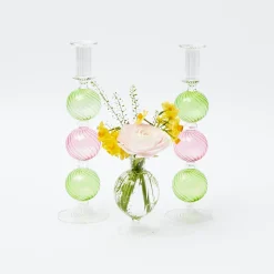 Mrs. Alice Candle Holders|Pink & Green Camille Candle Holder (Pair)