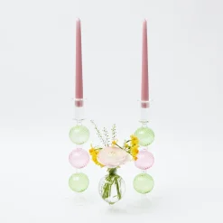 Mrs. Alice Candle Holders|Pink & Green Camille Candle Holder (Pair)