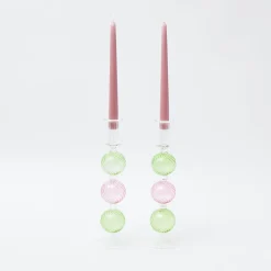 Mrs. Alice Candle Holders|Pink & Green Camille Candle Holder (Pair)