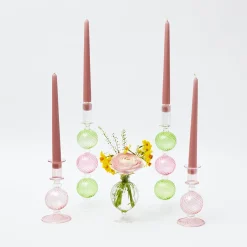 Mrs. Alice Candlescapes|Pink & Green Camille Candle Set (Pink Candles)