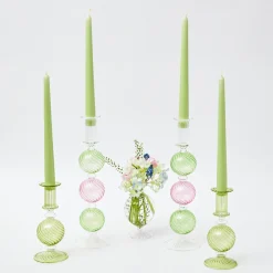 Mrs. Alice Candlescapes|Pink & Green Camille Candle Set (Green Candles)