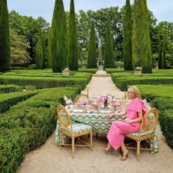 Mrs. Alice Crockery Sets|Pink & Green Pagoda Dinner Plate (Set Of 4)