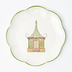 Mrs. Alice Dinner Plates|Pink & Green Pagoda Dinner Plate