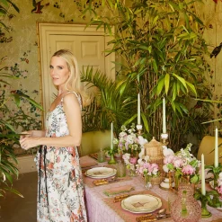 Mrs. Alice Dinner Plates|Pink & Green Pagoda Dinner Plate