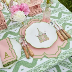 Mrs. Alice Dinner Plates|Pink & Green Pagoda Dinner Plate