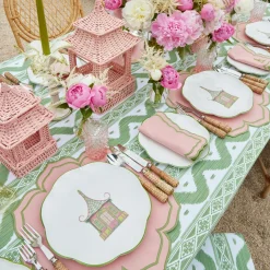 Mrs. Alice Dinner Plates|Pink & Green Pagoda Dinner Plate