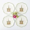 Mrs. Alice Dinner Plates|Pink & Green Pagoda Dinner Plate (Set Of 4)