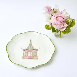 Mrs. Alice Dinner Plates|Pink & Green Pagoda Dinner Plate (Set Of 4)