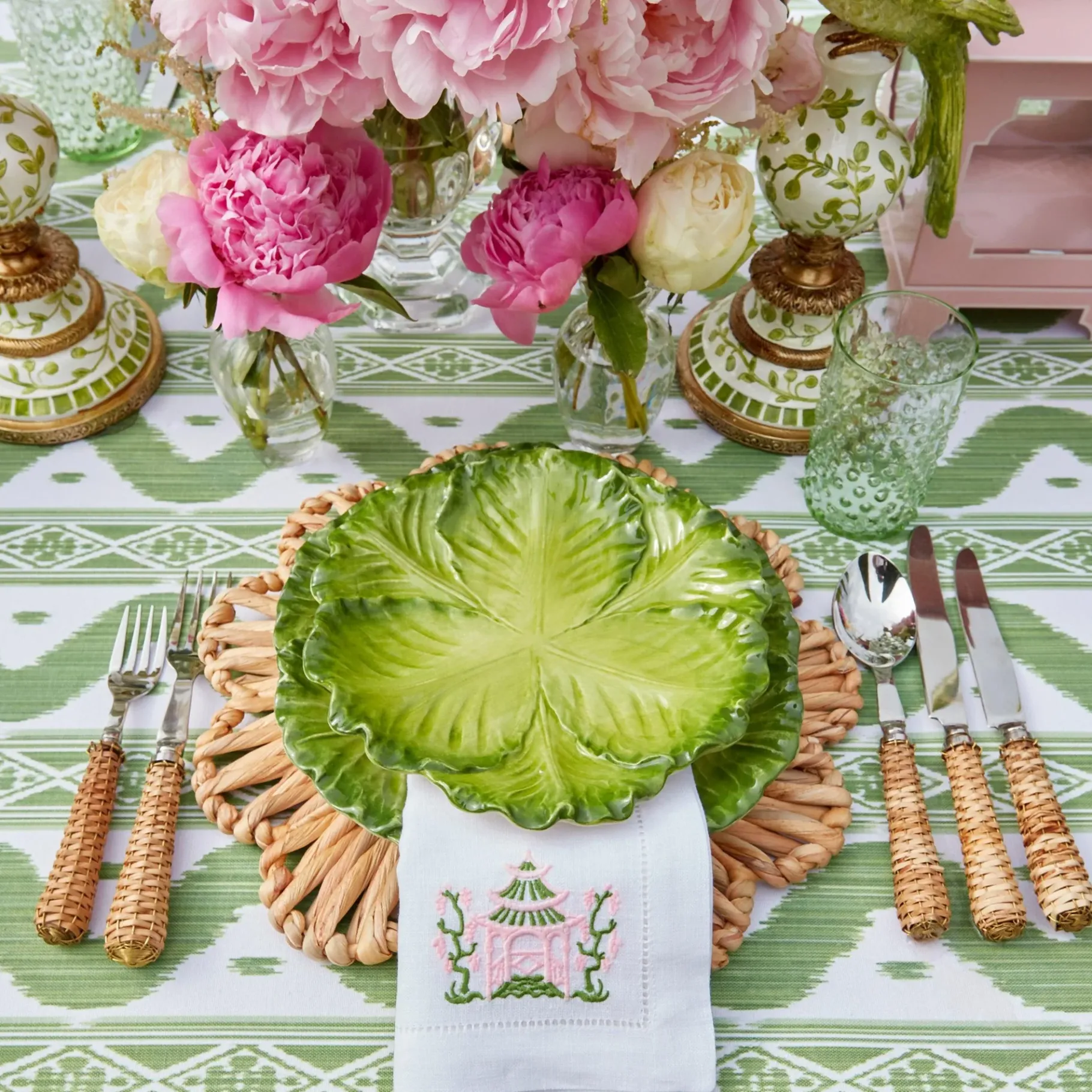 Mrs. Alice Napkins|Pink & Green Pagoda Napkins (Set Of 4)