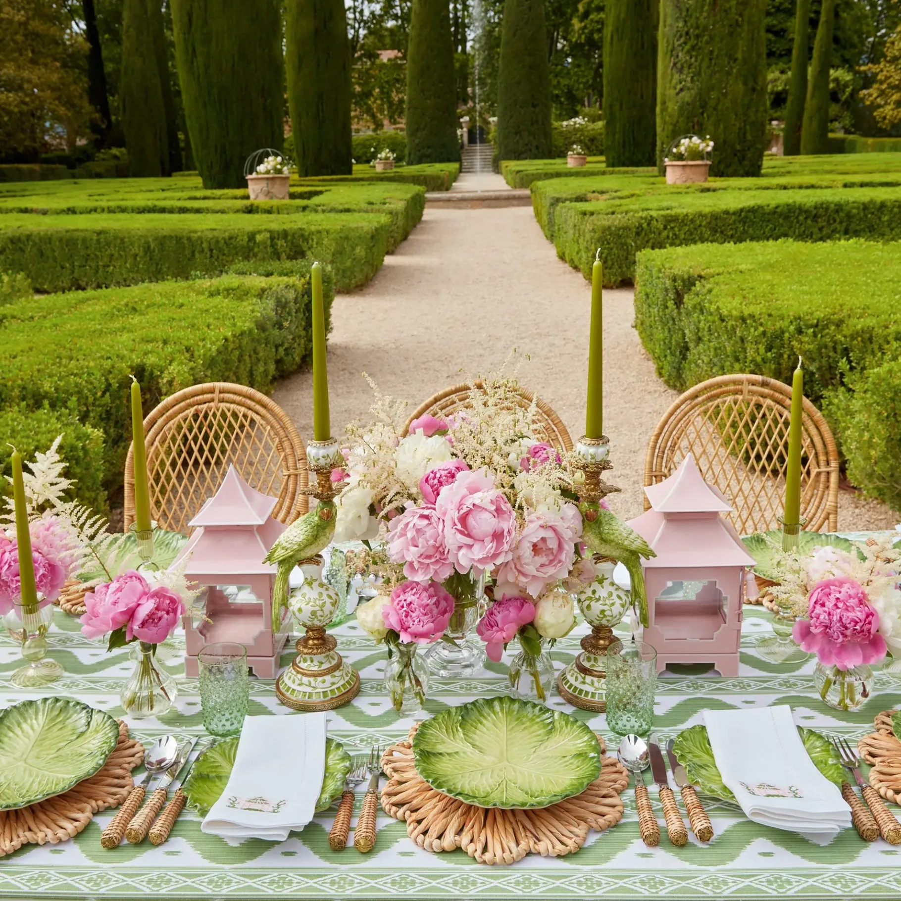 Mrs. Alice Napkins|Pink & Green Pagoda Napkins (Set Of 4)