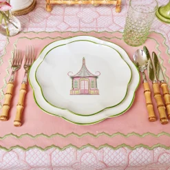 Mrs. Alice Starter Plates|Pink & Green Pagoda Starter Plate (Set Of 4)