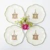Mrs. Alice Crockery Sets|Pink & Green Pagoda Starter Plate (Set Of 4)