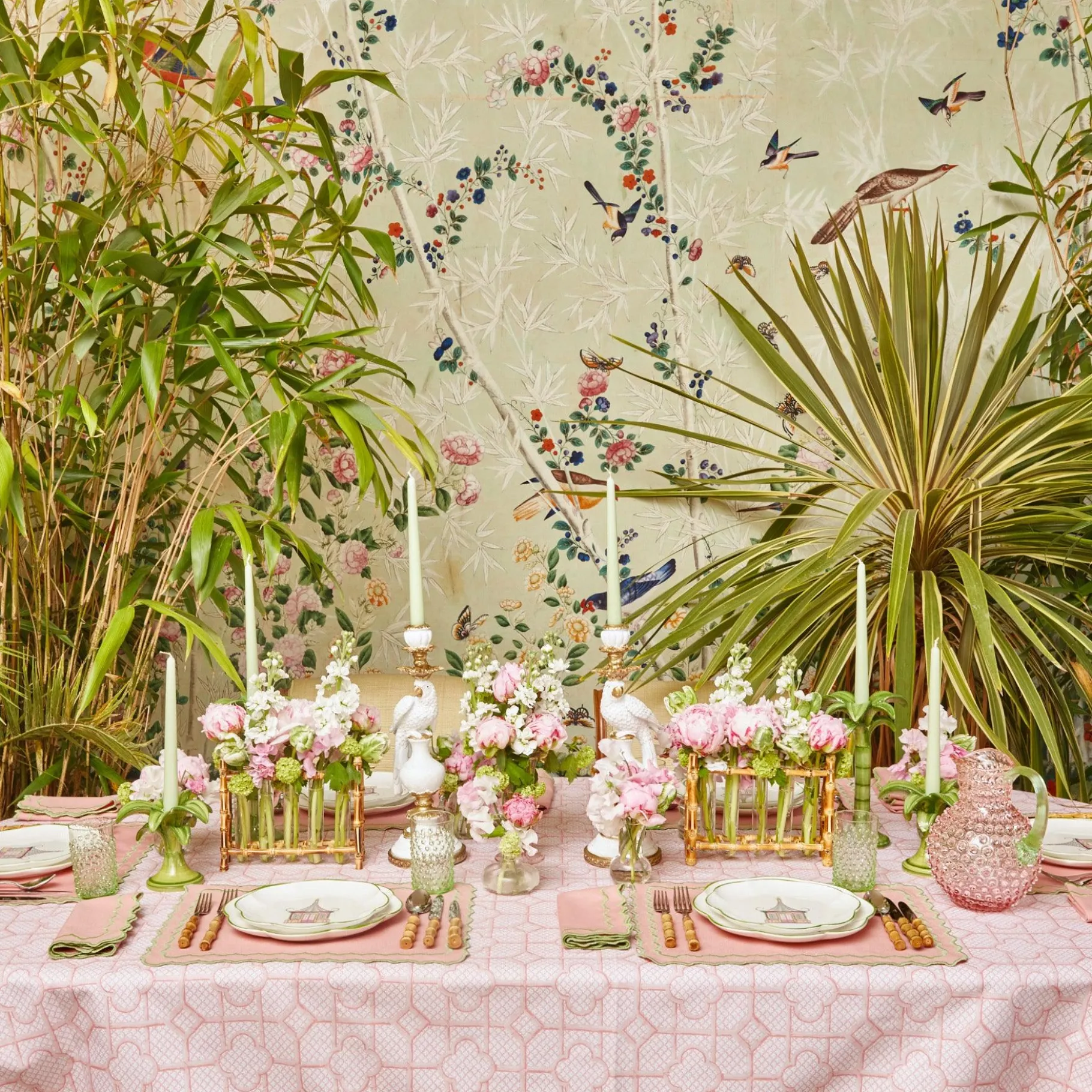 Mrs. Alice Crockery Sets|Pink & Green Pagoda Starter Plate (Set Of 4)