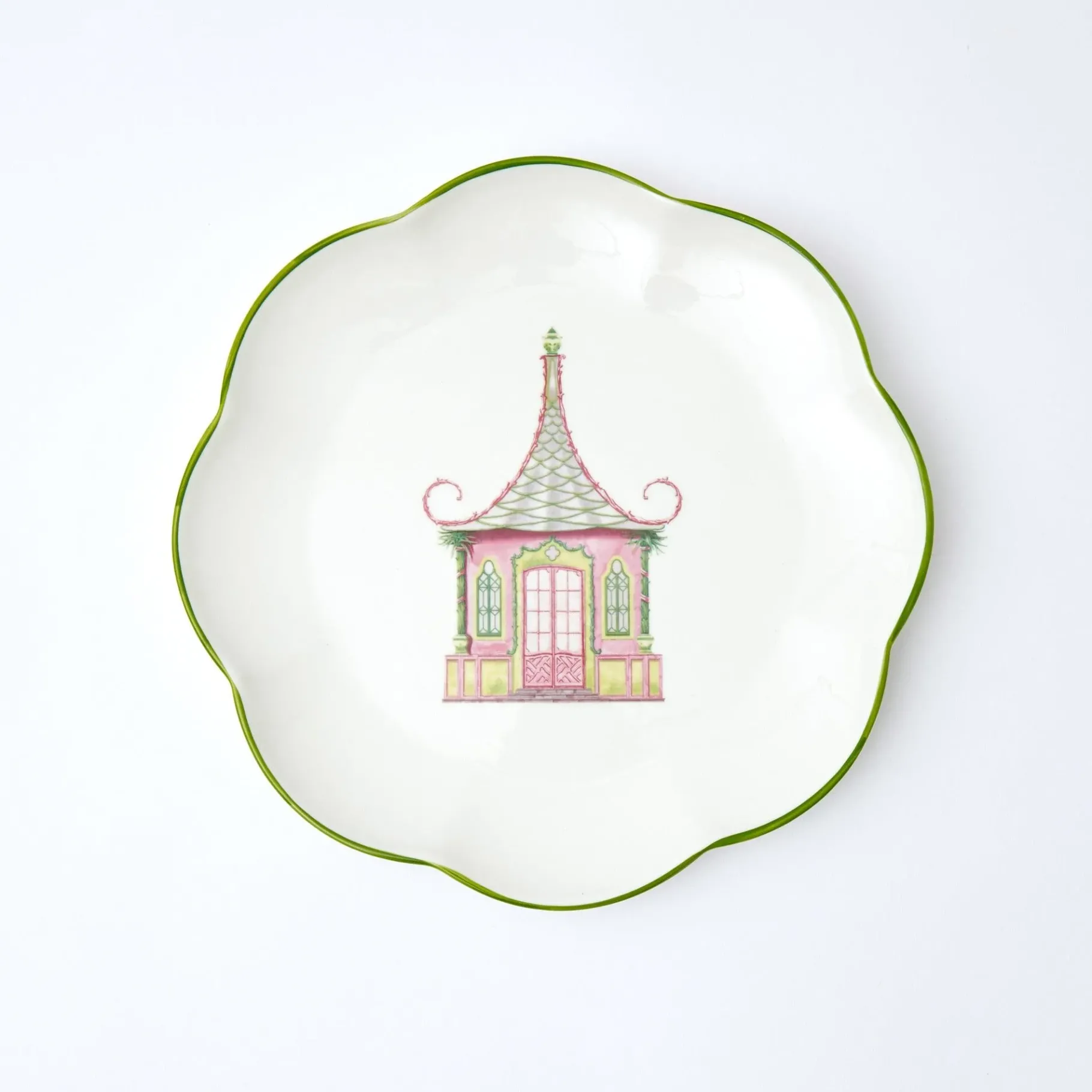 Mrs. Alice Crockery Sets|Pink & Green Pagoda Starter Plate (Set Of 4)